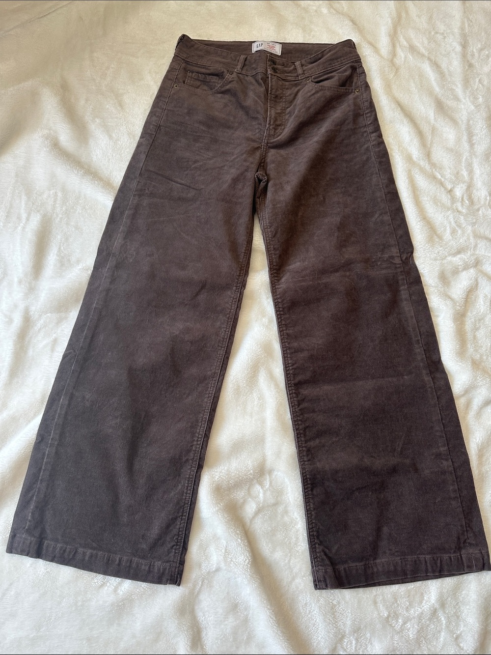 GAP HIGH STRIDE Women’s Wide-Leg Brown Corduroy Pants Sz29 Classic Comfy Stretch